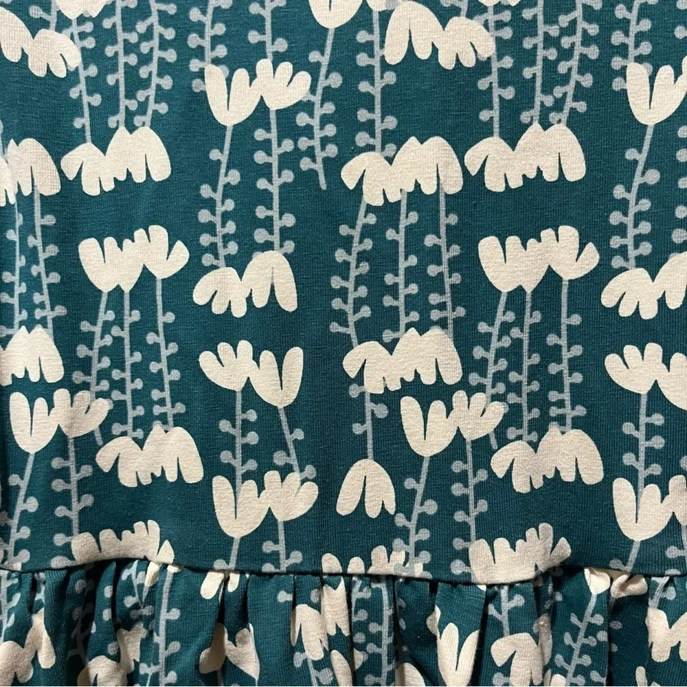 Hanna Andersson Teal and White Floral Girls Dress 8